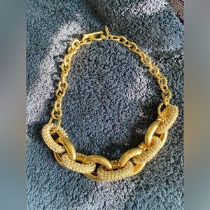 Gold and Rhinestone Chain Necklace